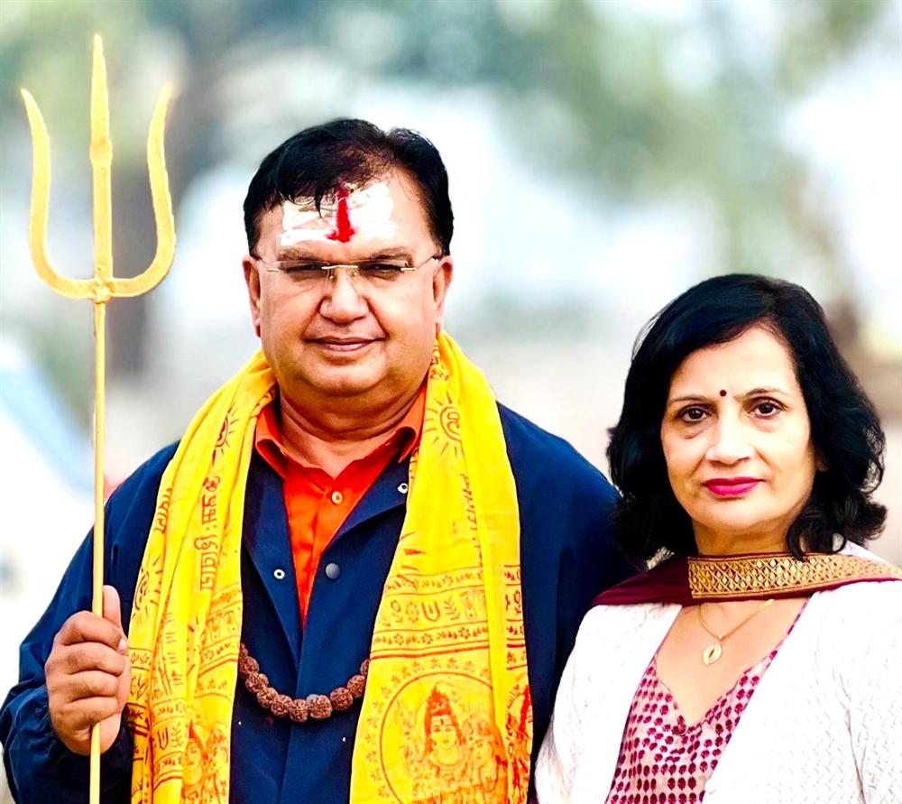 Dr. Kamlesh Kumar Saini and family with the sacred trishul